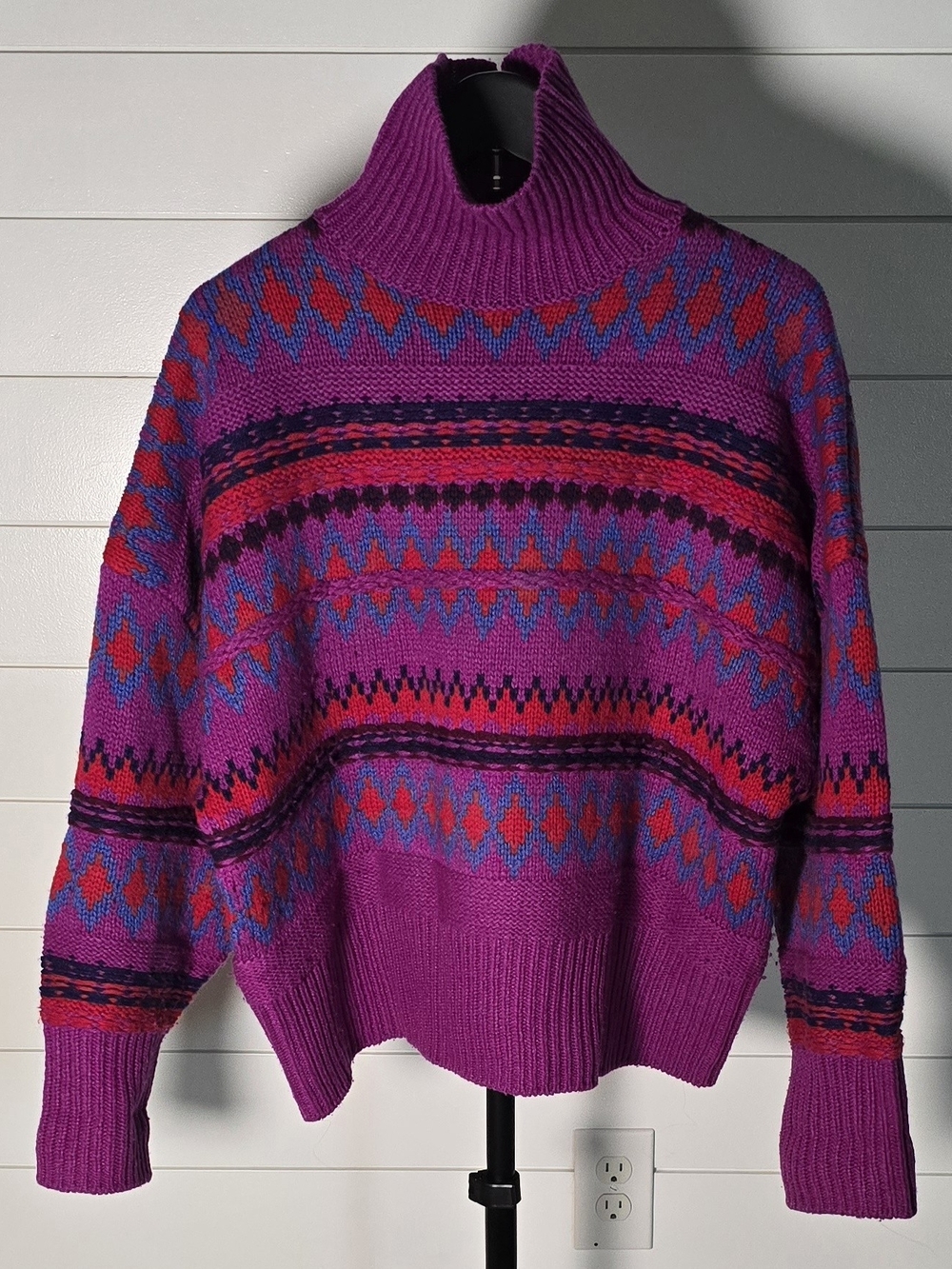 rag & bone Purple Fair Isle Turtleneck Sweater